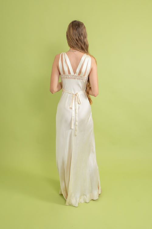 1930s Sweetheart Silk and Lace Slip [xs/sm]