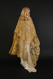 1920s Gold Lamé Alençon Lace Tiered Cape [OS]