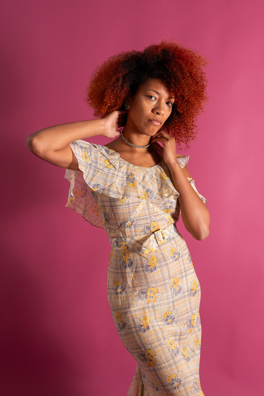 1930s Vintage Style Floral Dress 1930s Lemon Floral Bias Cut