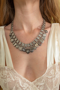 Victorian Sterling Puffy Heart Charm Necklace