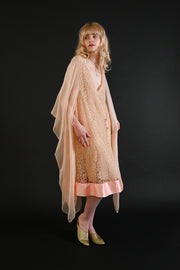 1920s Silk + Lace Caped Angel Sleeve Robe [sm/med/lrg]