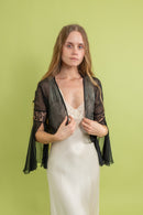 1920s Diamanté Silk Chiffon Jacket [xs/sm]