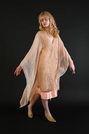 1920s Silk + Lace Caped Angel Sleeve Robe [sm/med/lrg]