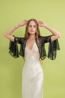 1920s Diamanté Silk Chiffon Jacket [xs/sm]