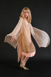 1920s Silk + Lace Caped Angel Sleeve Robe [sm/med/lrg]