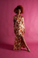 1930s Autumnal Floral Silk Dressing Gown [xs/sm/med]