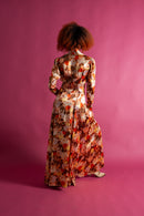 1930s Autumnal Floral Silk Dressing Gown [xs/sm/med]