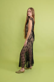 1930s Black Silk Lace Gown [xs/sm/med]