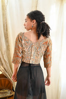 1960s Custom Blouse of Antique Fortuny Stenciled Silk Velvet