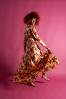 1930s Autumnal Floral Silk Dressing Gown [xs/sm/med]