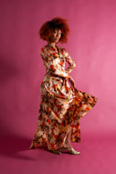 1930s Autumnal Floral Silk Dressing Gown [xs/sm/med]