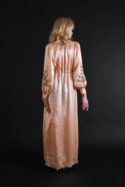 1930s Silk and Lace Appliqué Robe [xs/sm/med]