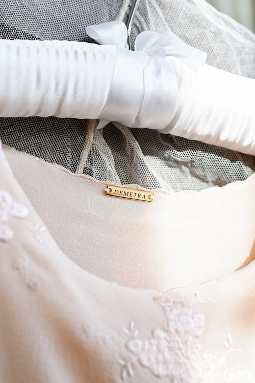 Demetra's Silk Georgette Appliqué Gown