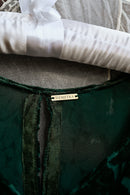 Demetra's Emerald Silk Devore Lace Appliqué Dress