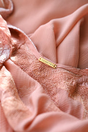 Demetra's Pink Crinkle Silk Beaded Bow Gown