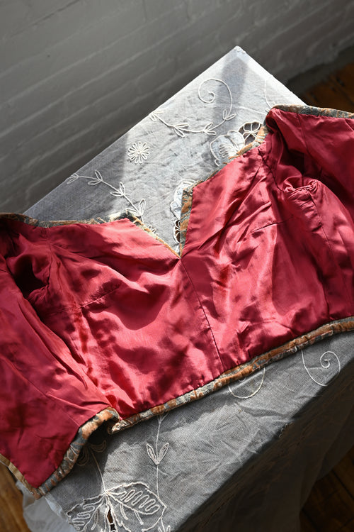 1960s Custom Blouse of Antique Fortuny Stenciled Silk Velvet