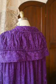 1920s Violet Silk Fringe Embroidered Cape