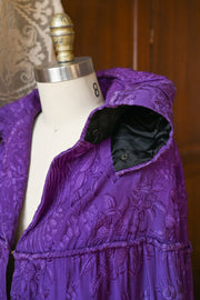 1920s Violet Silk Fringe Embroidered Cape