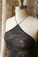 Demetra's Silver Lamé Diamanté Halter Gown