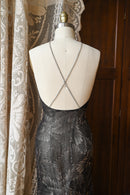 Demetra's Silver Lamé Diamanté Halter Gown