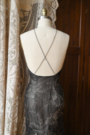 Demetra's Silver Lamé Diamanté Halter Gown