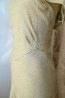 1930s Silver Lamé Cowl Back Trained Gown