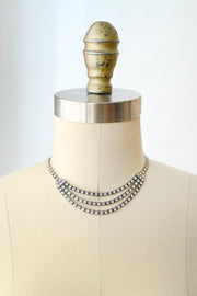 1930s Sterling Triple Strand Rhinestone Choker