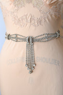 Midcentury Rhinestone Tassel Belt