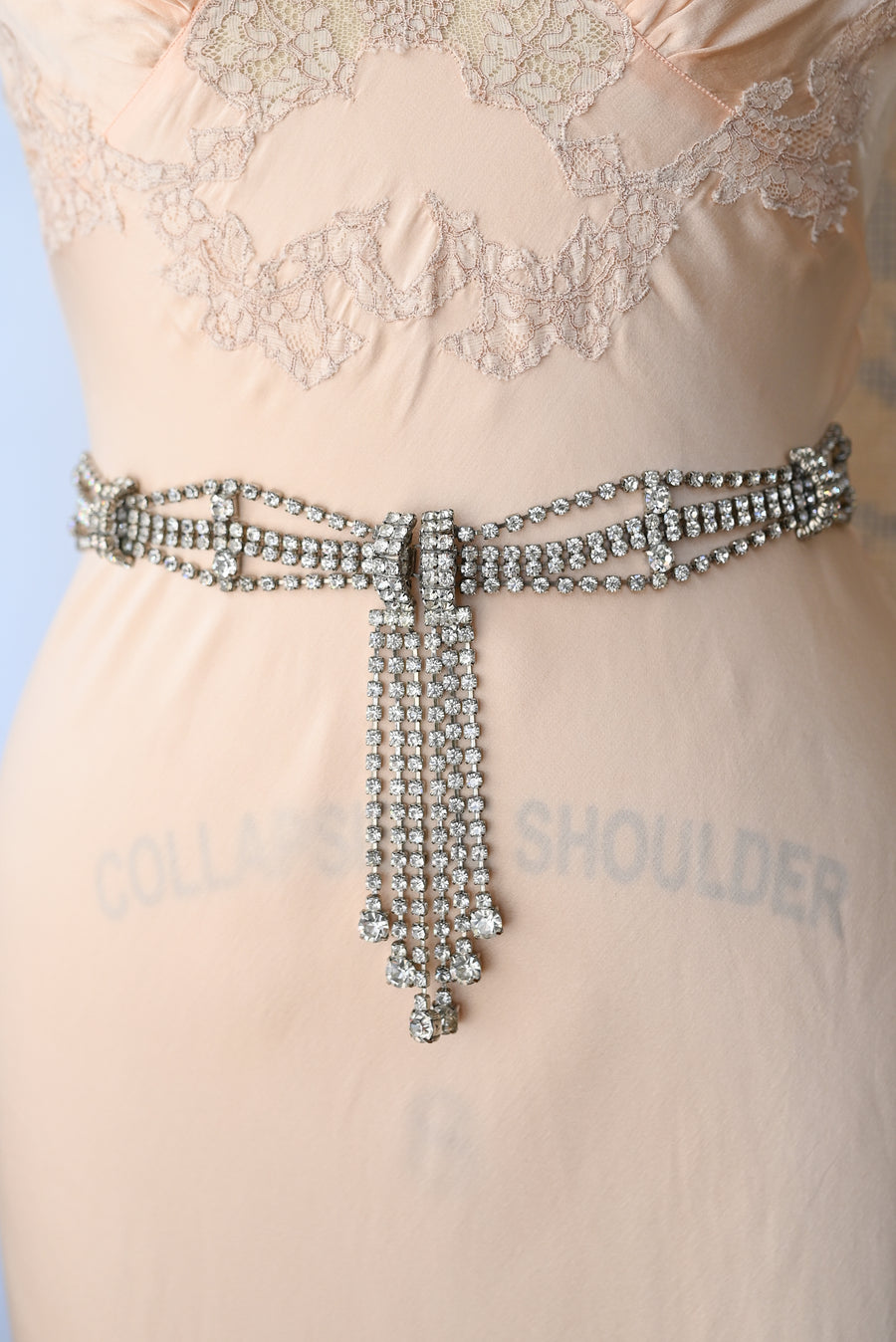 Midcentury Rhinestone Tassel Belt