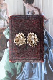 Midcentury Rhinestone Dangle Clip Ons