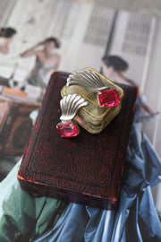 1940s Cerise Paste Winged Clip On Earrings