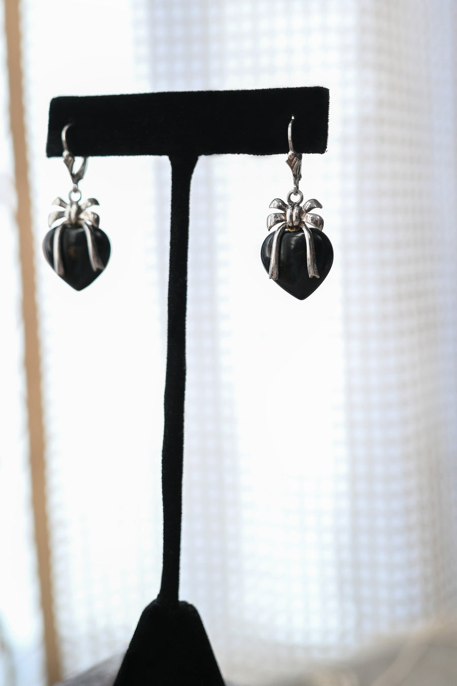 1930s Sterling Heart Bow Earrings