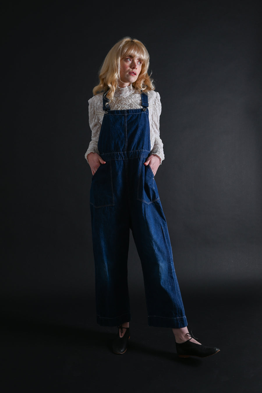 1930s Indigo Denim Side Snap Overalls [med/lrg]