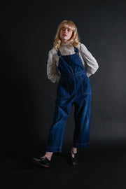 1930s Indigo Denim Side Snap Overalls [med/lrg]