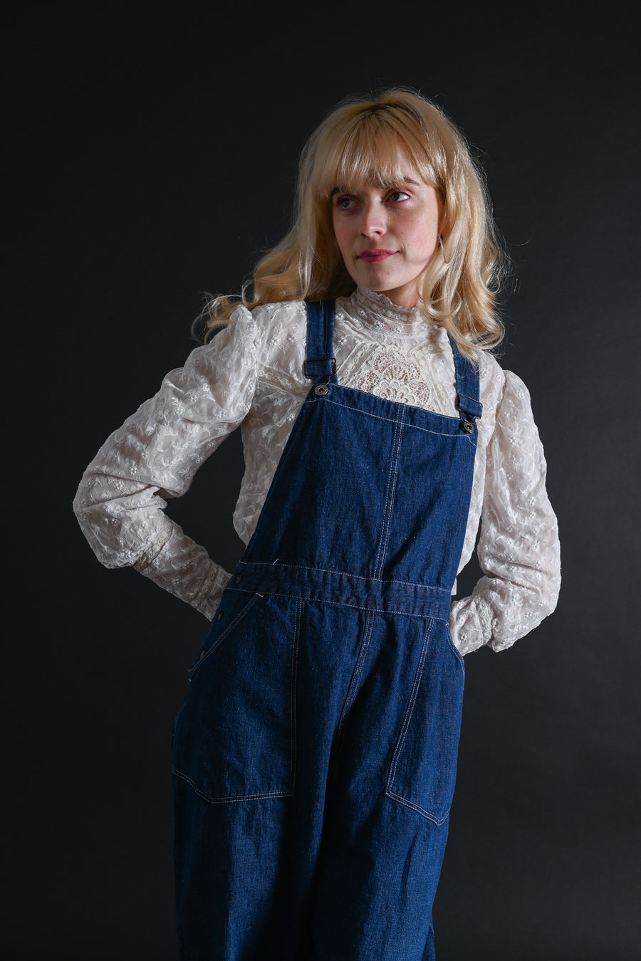 1930s Indigo Denim Side Snap Overalls [med/lrg]