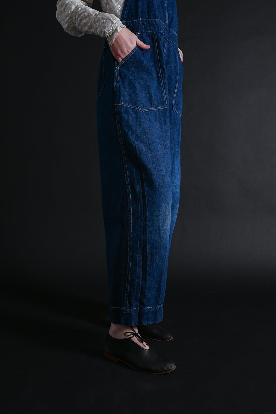 1930s Indigo Denim Side Snap Overalls [med/lrg]