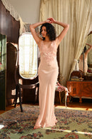 Demetra's Silk + Pastel Lace Appliqué Tie Shoulder Gown [xs/sm]