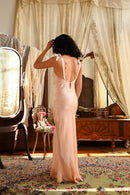 Demetra's Silk + Pastel Lace Appliqué Tie Shoulder Gown [xs/sm]