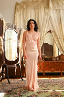 Demetra's Silk + Pastel Lace Appliqué Tie Shoulder Gown [xs/sm]