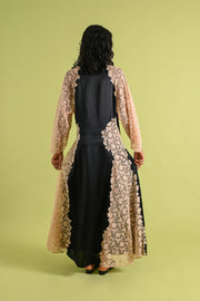 1930s Black Silk + Lace Angel Sleeve Robe [xs/sm/med]