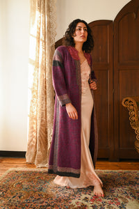 1970s Handknit Wool Colorblock Duster [sm/med/lrg]