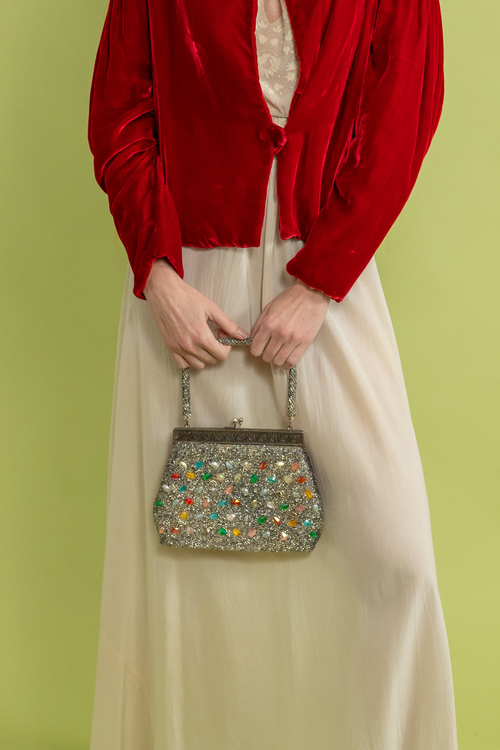 1950s Hand Beaded Bejeweled Candy Purse