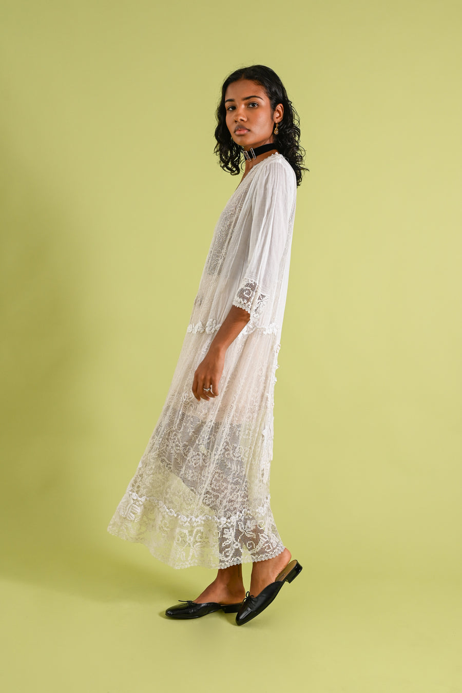 1920s Hand Embroidered Cotton Whitework Dress [sm/med/lrg]