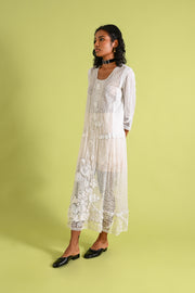 1920s Hand Embroidered Cotton Whitework Dress [sm/med/lrg]