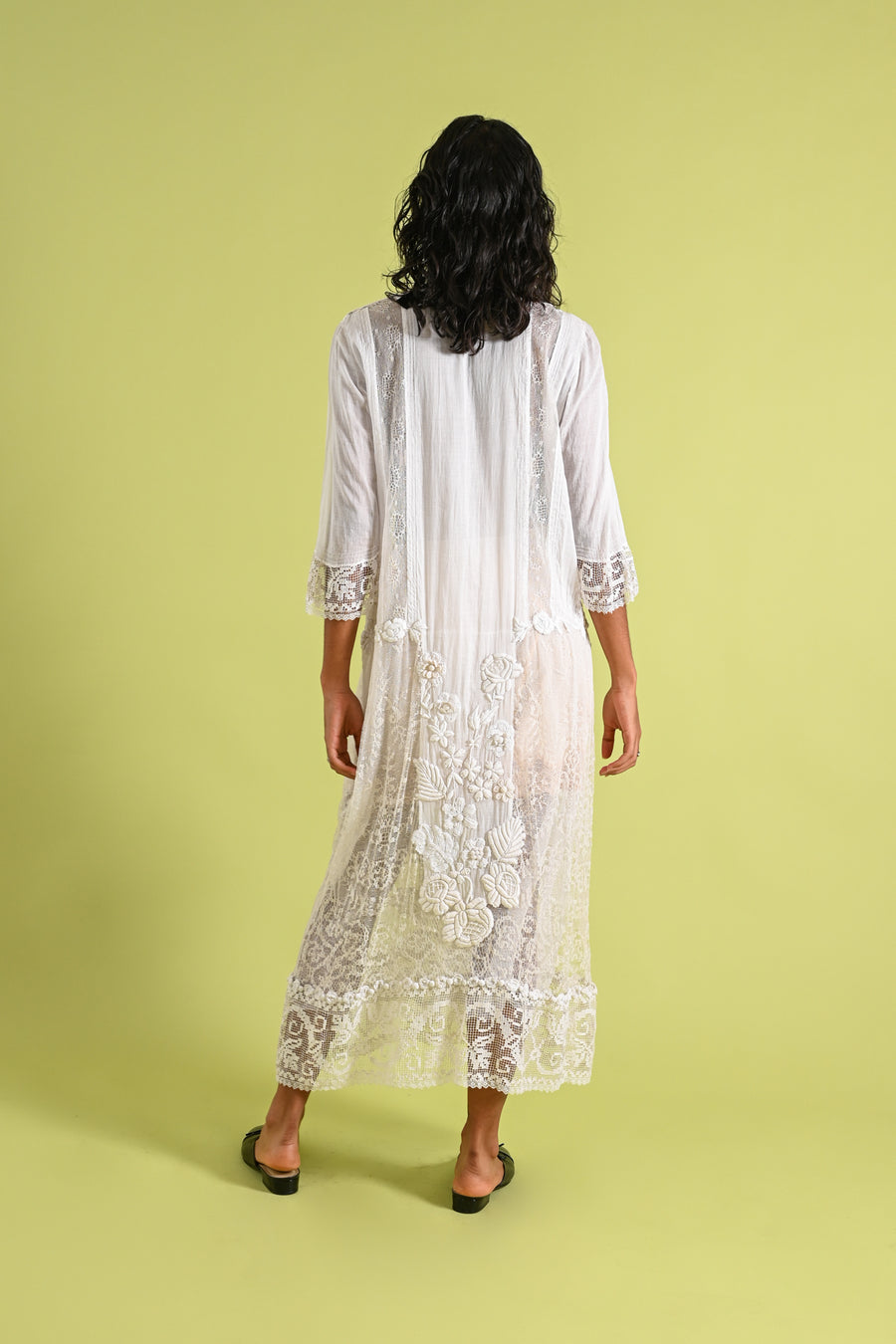 1920s Hand Embroidered Cotton Whitework Dress [sm/med/lrg]