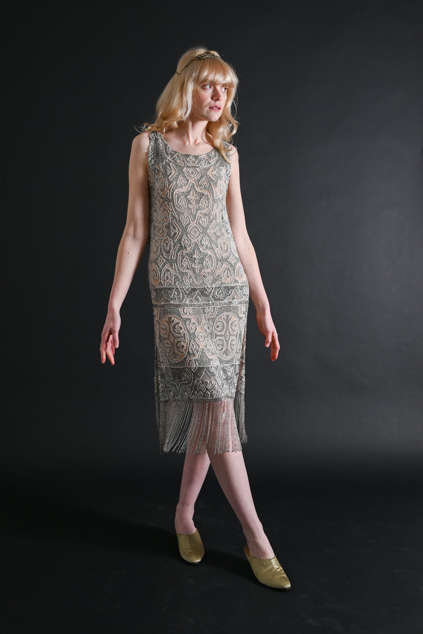 beaded flapper dress fringe Shop 1920s Dresses - Beaded Petal Fringe Flapper Dress