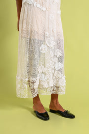 1920s Hand Embroidered Cotton Whitework Dress [sm/med/lrg]