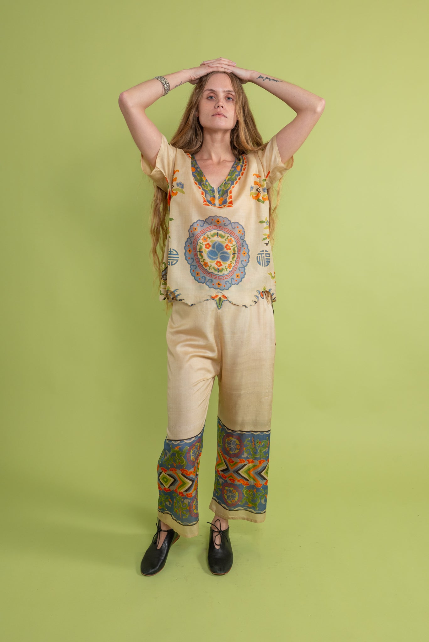 P*P様 【新品未使用】CTHY　HIGH-END VINTAGE SILK S 1920s Pongee Silk Pajama Set [xs/sm/med] – Demetra Vintage