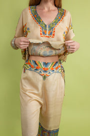 1920s Pongee Silk Pajama Set [xs/sm/med]