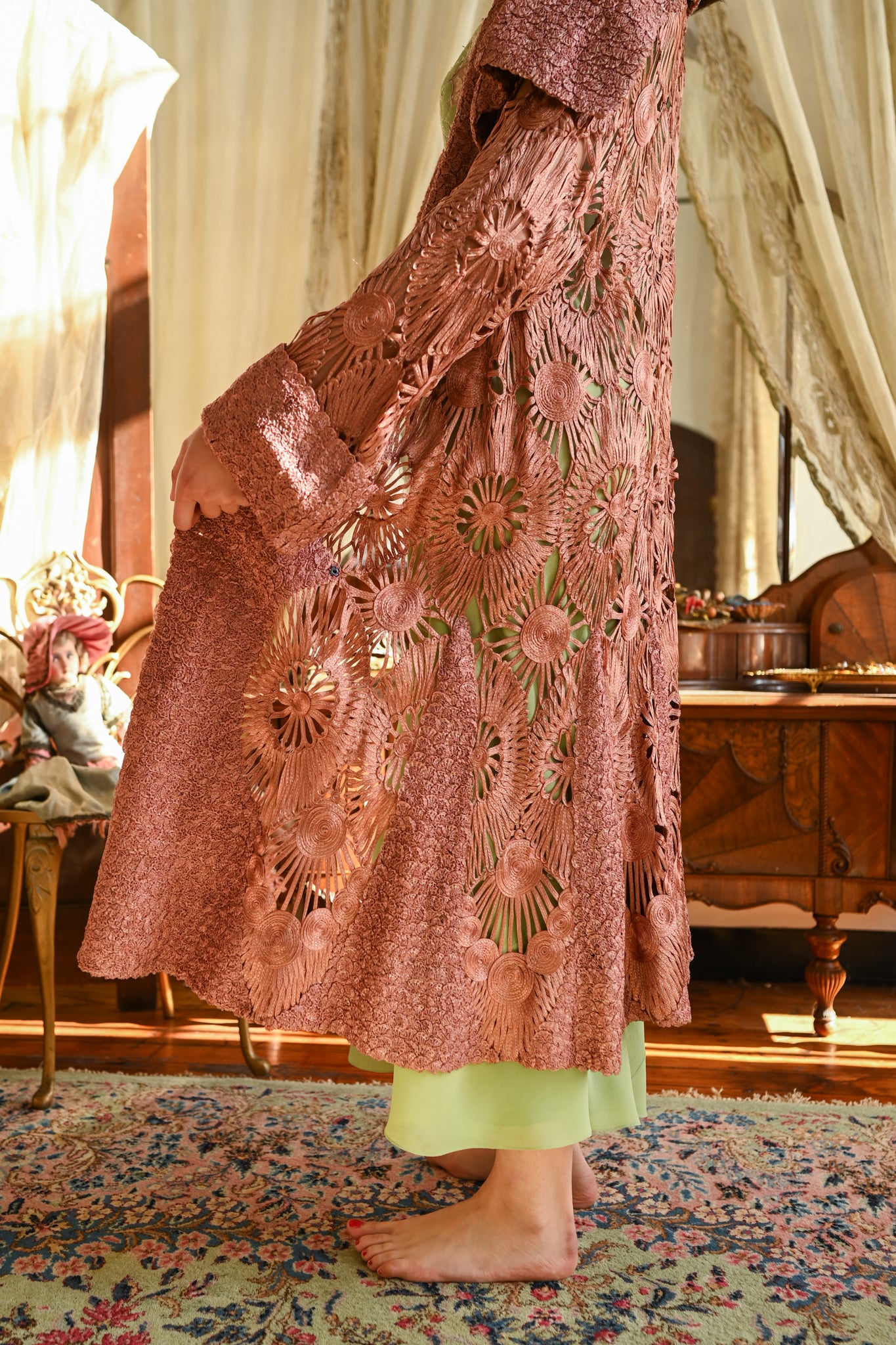 1920s Art Deco Rose Soutache Coat [sm/med/lrg]